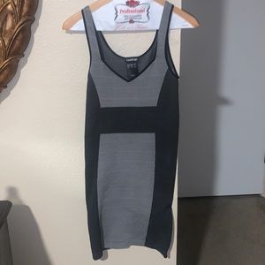 Bebe Black and Gray Bandage Dress - Small